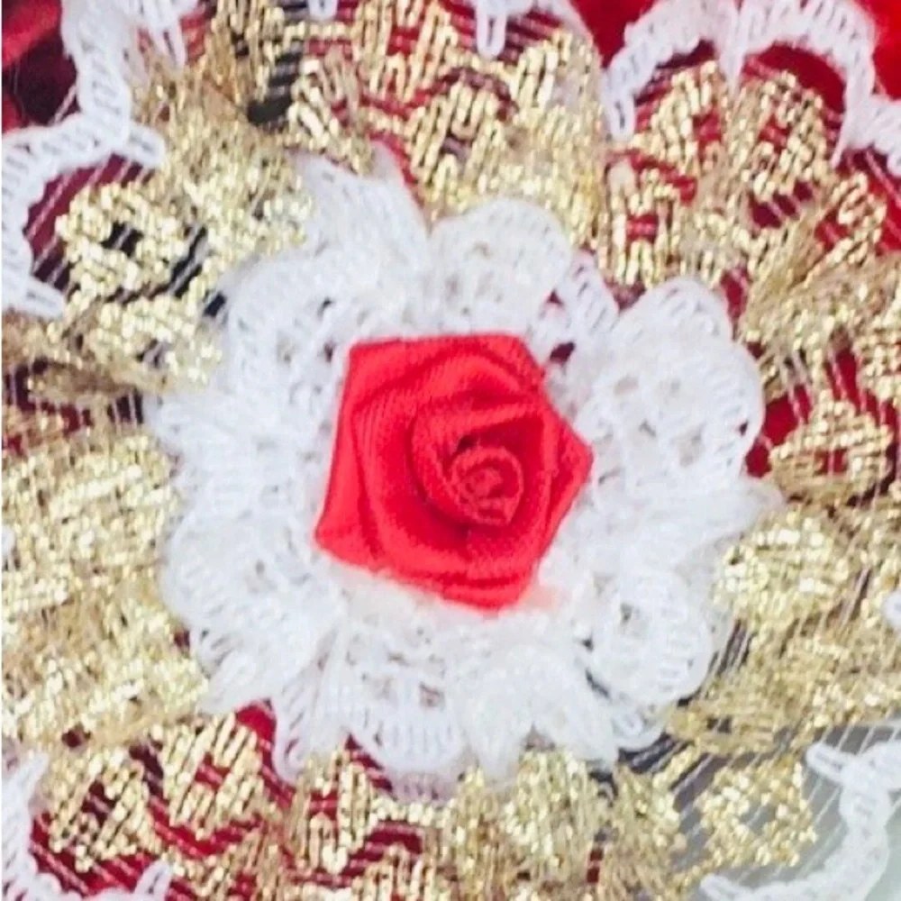Vintage 80s Red Rosette Velvet Bow